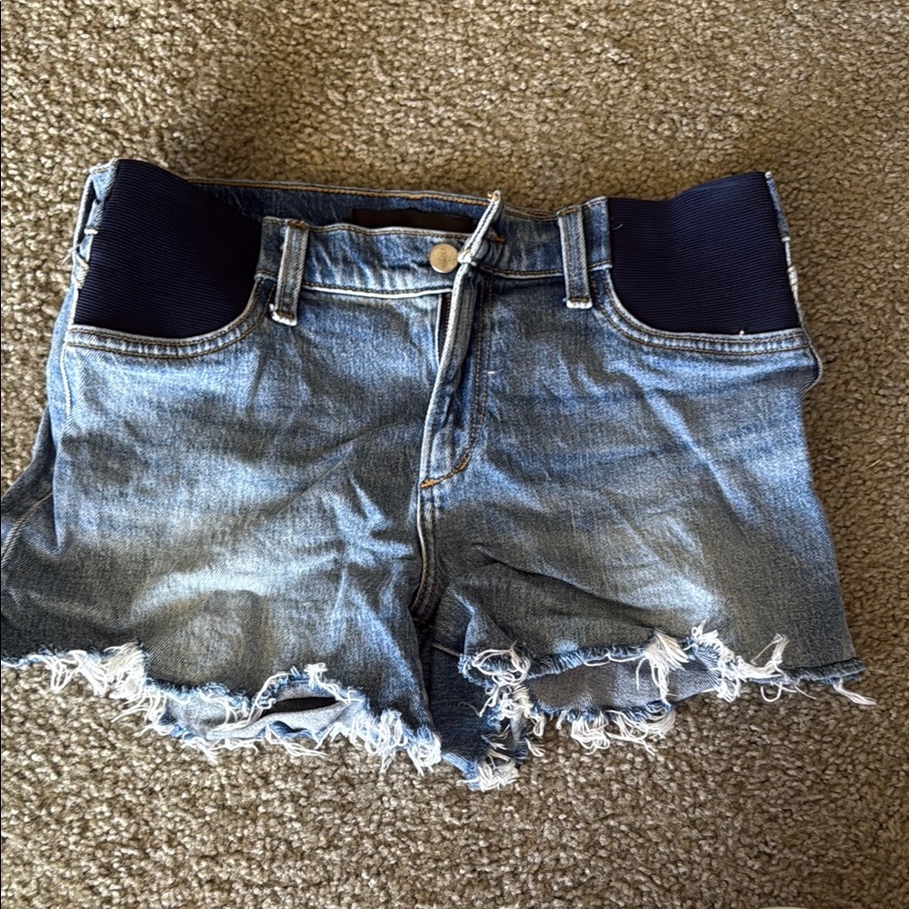 Joe's Jeans Maternity Blue Jean Shorts Frayed Hem